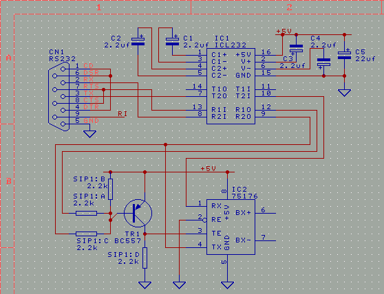 Schematic - adding the RS485 chip
