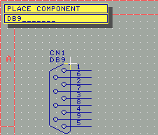 Placing the first component - A DB9 connector