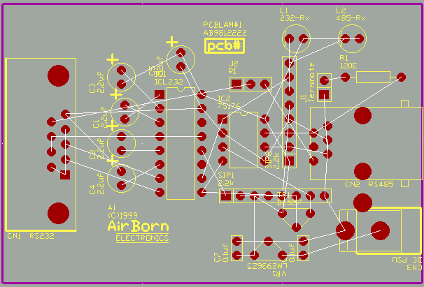Placed components with 'Rats Nest' routing diagram
